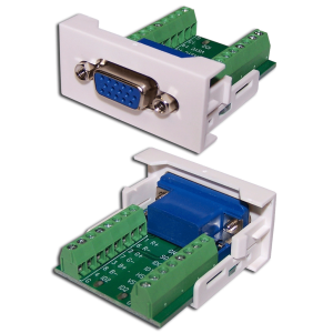 22.5x45 Mosaic adapter with VGA D-SUB (HDB-15) connector, female, white